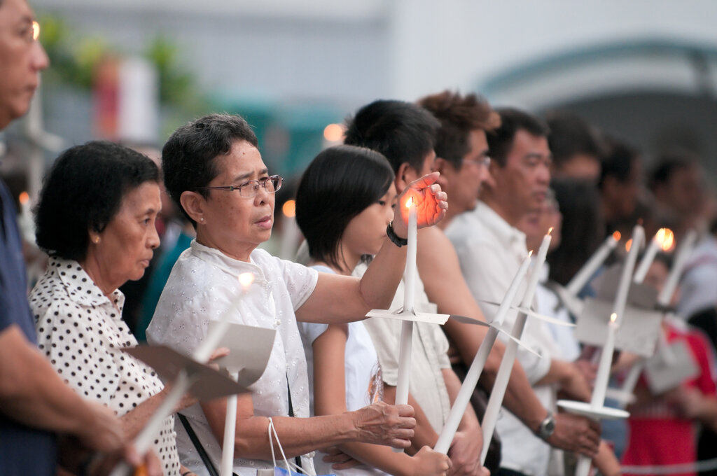 A candlelight procession commemorating Good Friday